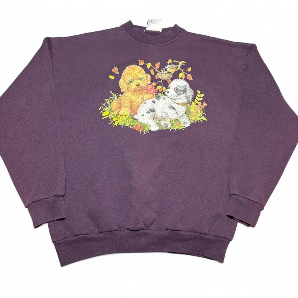 90s purple puppy sweatshirt